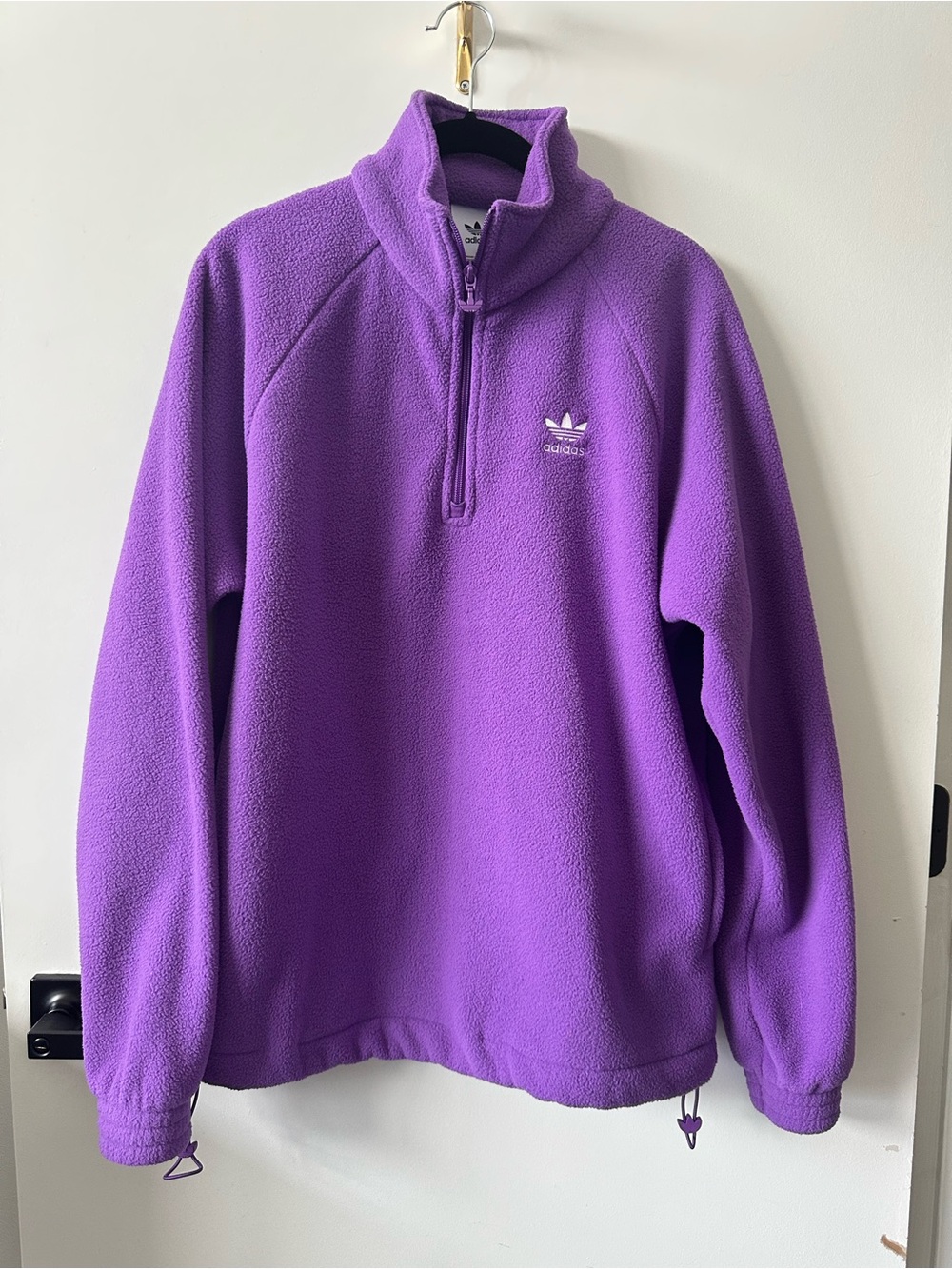adidas Purple Quarter-Zip Fleece Pullover Small